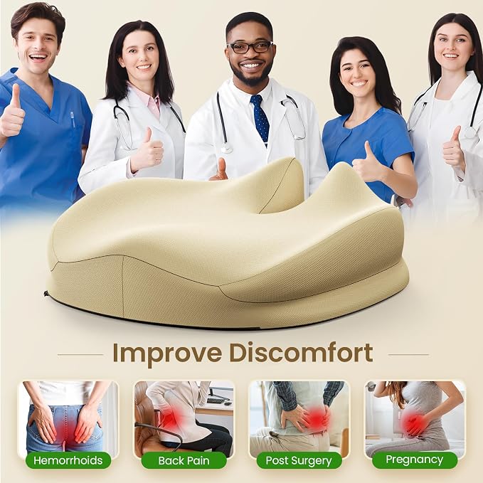 Benazcap Large Seat Cushion for Office Chair Memory Foam Coccyx Pain Relief - Image 4