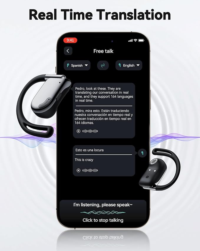 AI Translation Earbuds Real Time, 164 Languages & Accents, 4-in-1 Translator - Image 4