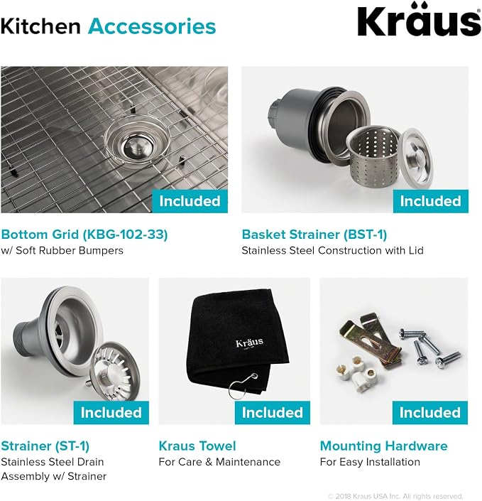KRAUS Standart Pro 33 -inch Undermount 50/50 Double Bowl 16 Gauge Stainless - Image 5