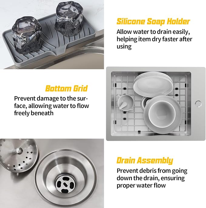 Small Kitchen Sink, 15x20 Inch Bar Sink Stainless Steel Drop In Small Kitchen - Image 7
