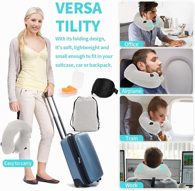 2 Pack Inflatable Travel Neck Pillows - Image 5