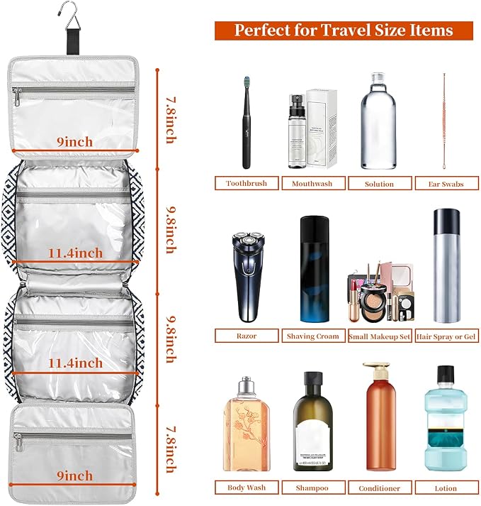 Hanging Travel Toiletry Bag, Large Capacity Cosmetic Travel Toiletry Organizer - Image 4