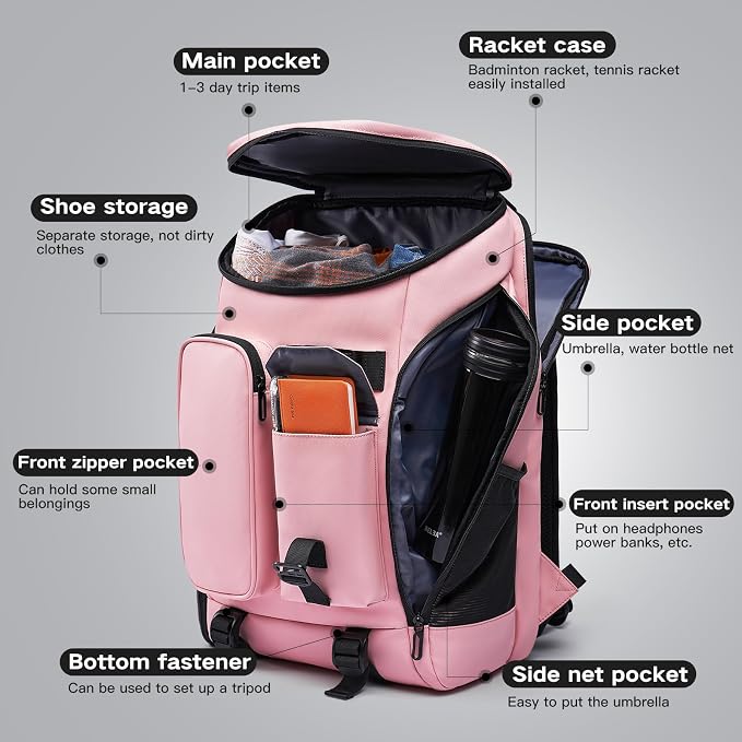 Carry on Travel Backpack for Men Women, 30L Multi-Pocket 17.3inch Laptop - Image 2