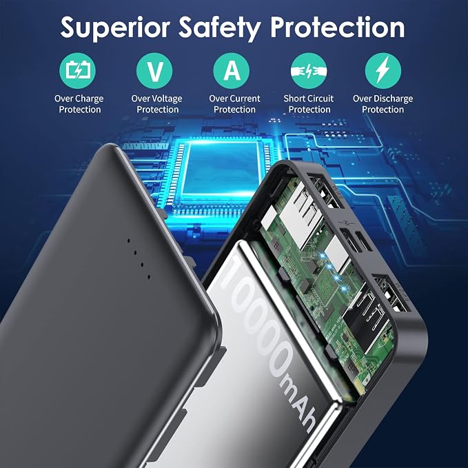 Portable Charger Power Bank 10000mAh, Ultra Slim Compact External Battery Pack - Image 6