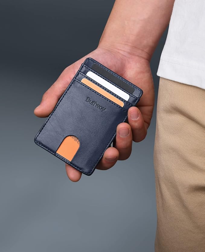 Buffway Mens Slim Wallet, Minimalist Thin Front Pocket Leather Credit Card - Image 7