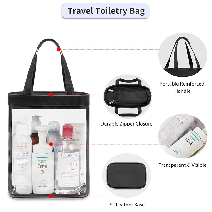 Travel Toiletry Bag, Large Transparent Makeup Bag, Waterproof Clear Tote Bag - Image 2