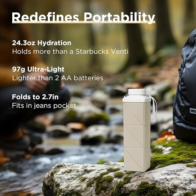 POMKAKA Collapsible Water Bottles 24.3oz, 2nd Generation Leakproof BPA-Free - Image 8