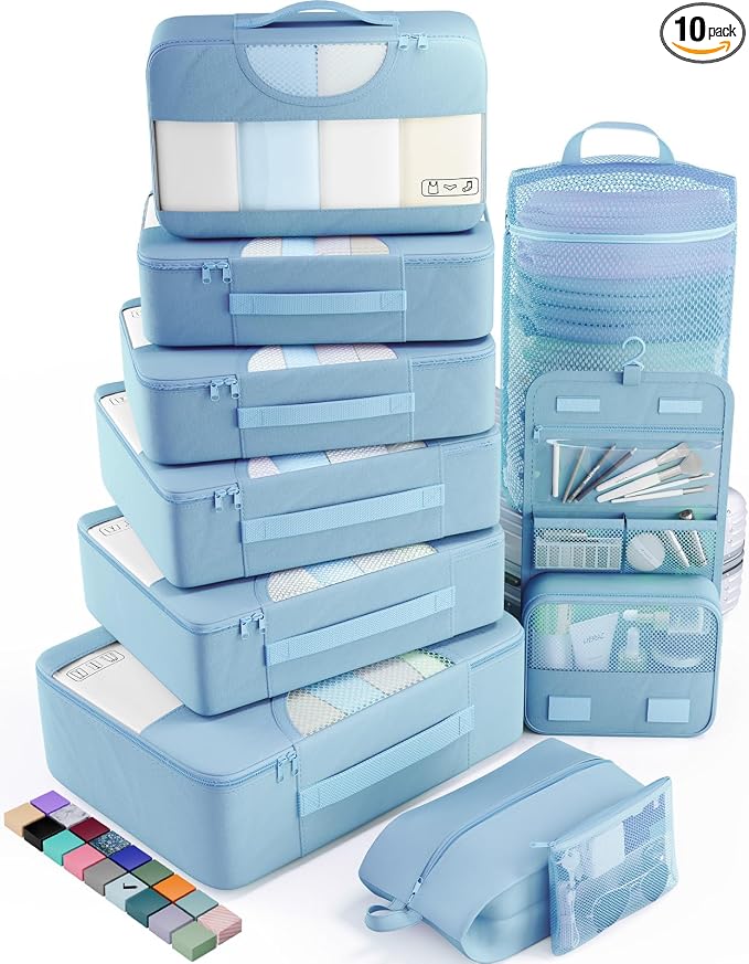 Veken 10 Set Packing Cubes for Travel Essential, Suitcase Organizer Bags in 4 by Veken