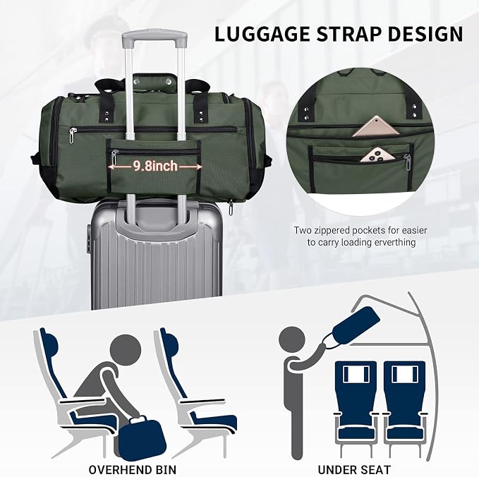 WITZMAN Travel Duffel Bags for Men Large Carry On Weekender Overnight Bag 3 in - Image 5