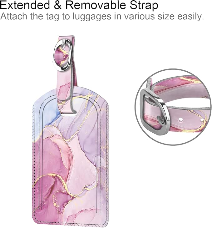 FINTIE 2 Pack Luggage Tags, Leather Name ID Labels - Image 3