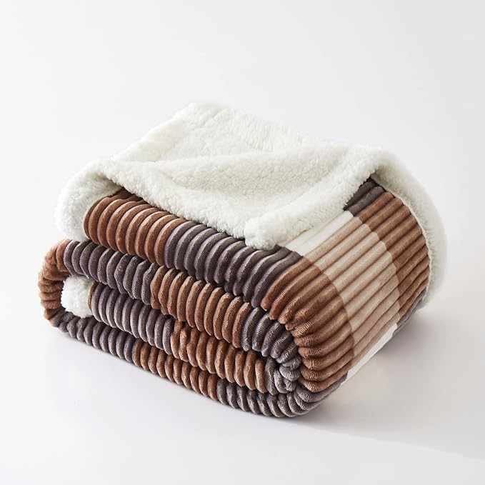 PU MEI Sherpa Blanket Full/Queen Plaid Thick Bed Blanket, 90”*80” Super Soft - Image 7