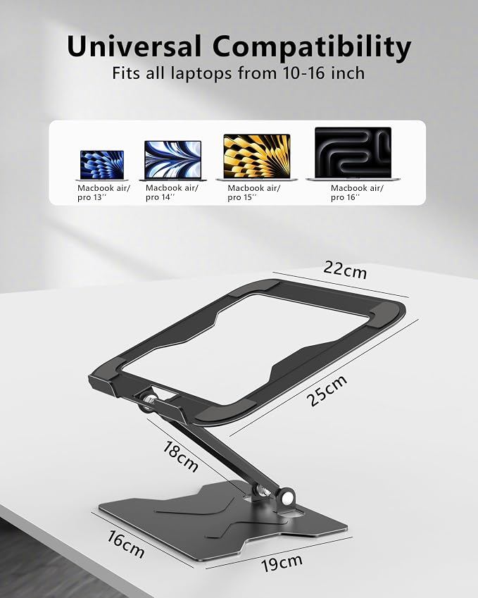 Adjustable Laptop Stand for Desk, Metal Foldable Laptop Riser, Portable Laptop - Image 4