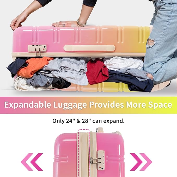 Merax Luggage Sets 3 Piece, Hardside Expandable Suitcase Set - Image 3