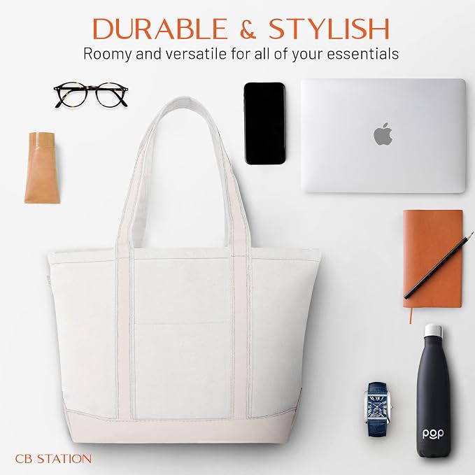CB STATION Medium Classic Canvas Tote Bag - Image 6
