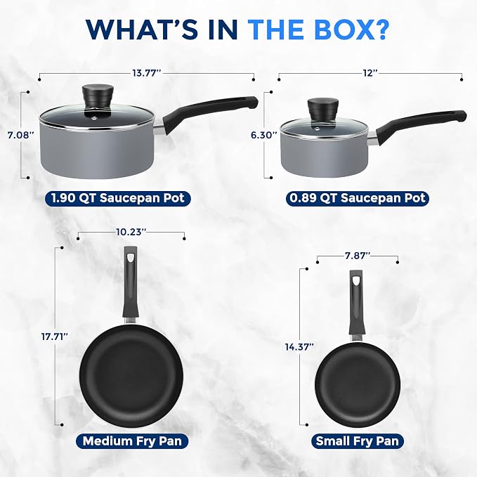 SereneLife Kitchenware Pots & Pans Basic Kitchen Cookware, Heat Resistant - Image 3