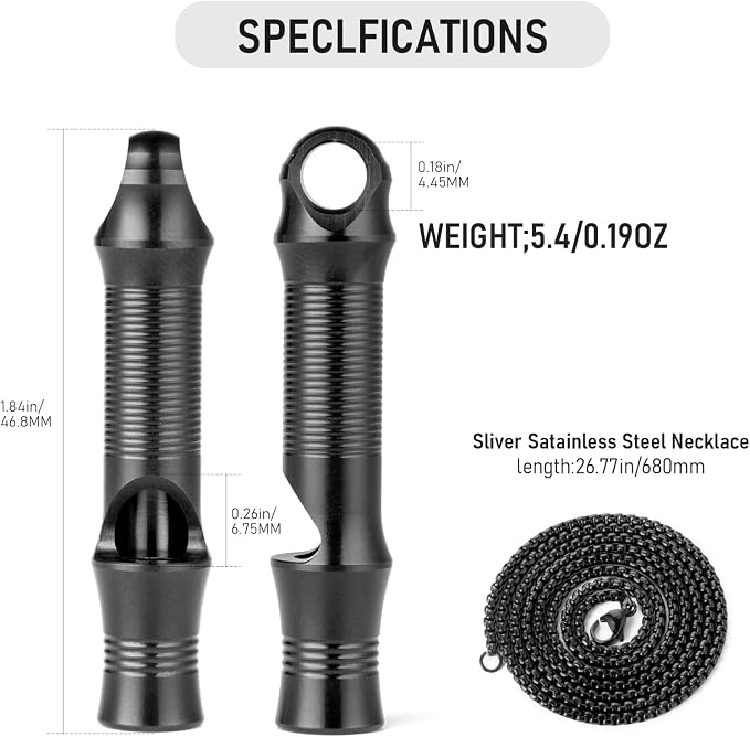 TISUR Titanium Emergency Whistle, EDC Safety Whistles Necklace Loud up to 120db - Image 2