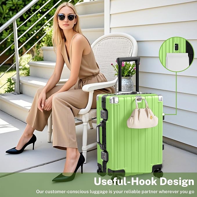 Krute Carry On Luggage 20 inch Aluminum Frame Suitcase - Image 5