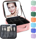 Makeup Bag with Led Mirror, Travel Makeup Organizer with 3 Color Setting by SUILU