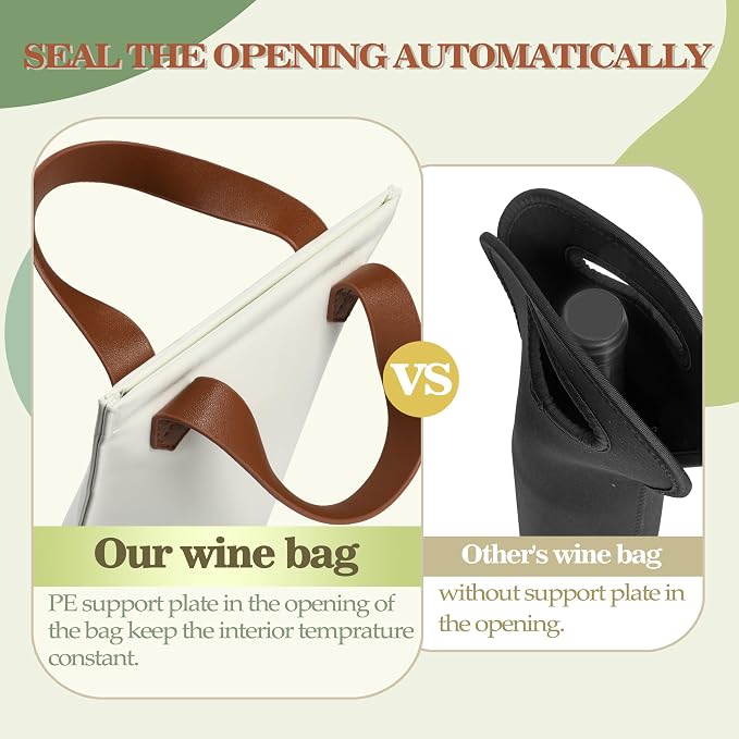 Tirrinia Single Wine Carrier Tote, Insulated Wine Cooler Bag - Image 5