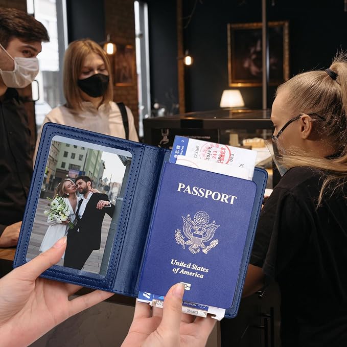 Herain Black & Dark Blue Passport Holder - Image 3