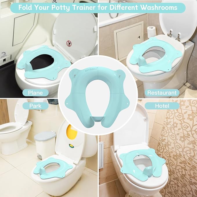 SKYROKU Foldable Kids Toilet Seat – Portable & Anti-Slip Travel Potty Training - Image 7
