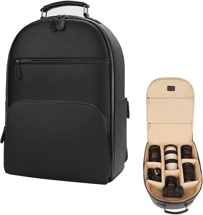 Camera Backpack Classic PU Leather by Divvia