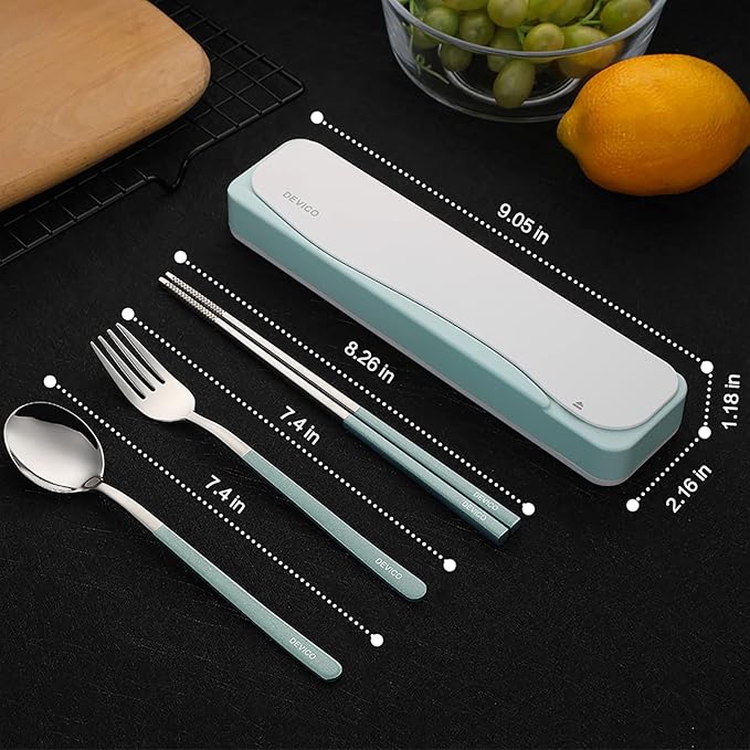 DEVICO Travel Utensils With Case, 18/8 Stainless Steel Camping Utensils - Image 3