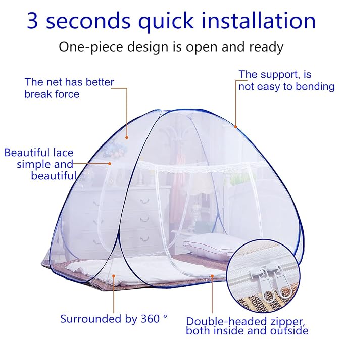 AMMER Pop-Up Mosquito Net Tent for Beds Portable Folding Design - Image 4