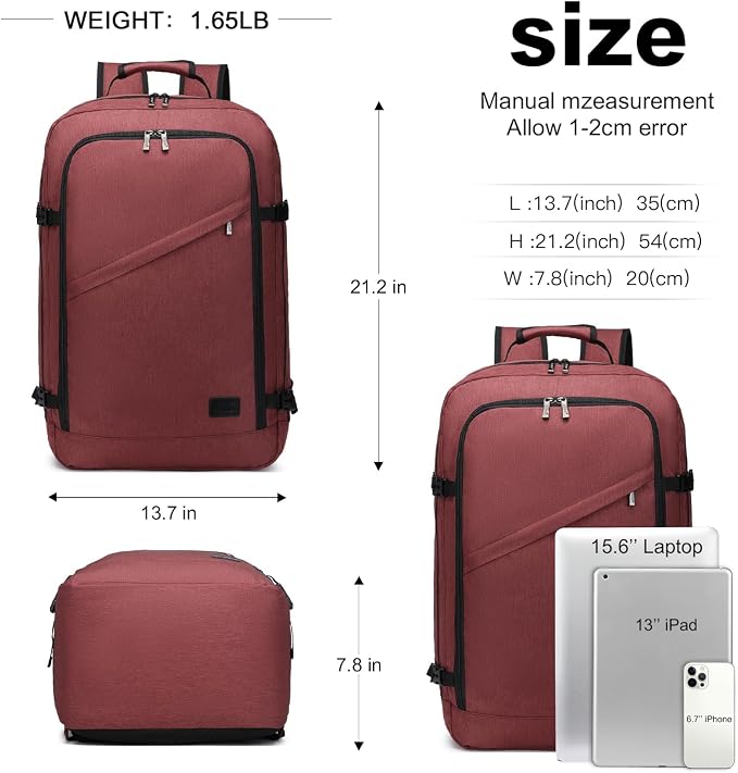 Kono Carry on Backpack, Waterproof Lightweight Daypack - Image 2