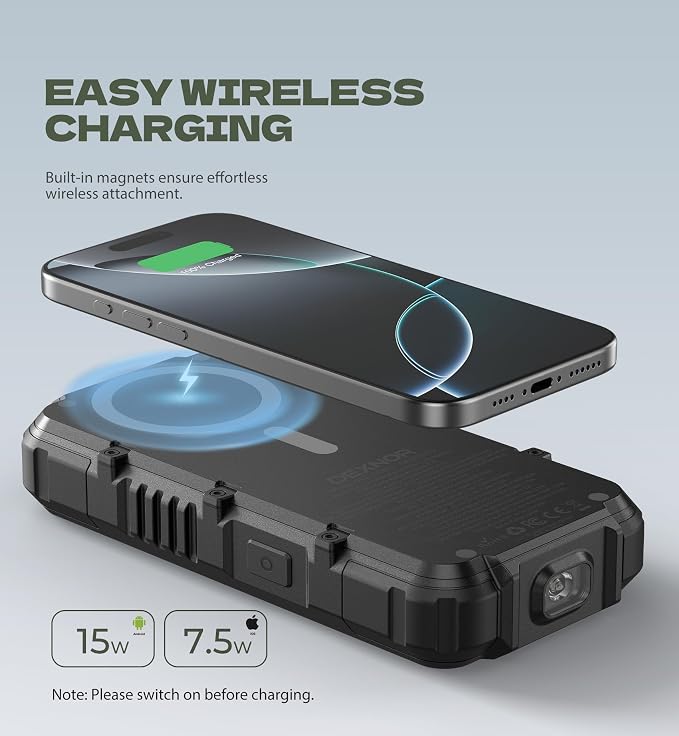 Dexnor Solar Charger Power Bank 27, 65W PD3.0 & QC3.0 Fast Charging Powerbank - Image 6