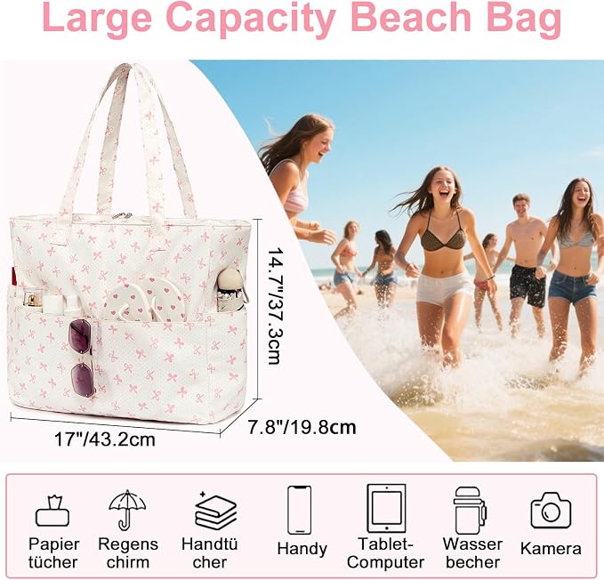 LEDAOU Beach Bag Waterproof Sandproof Women Tote Bag Pool Bag - Image 5