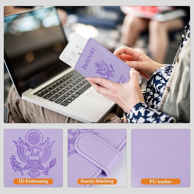 TIGARI Passport Holder for Travel Women Men, PU Leather Waterproof RFID - Image 4