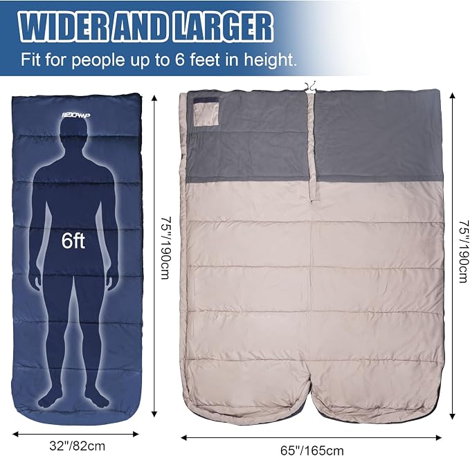 REDCAMP Sleeping Bags for Adults, Fleece Warm Sleeping Bag 3-4 Season - Image 2