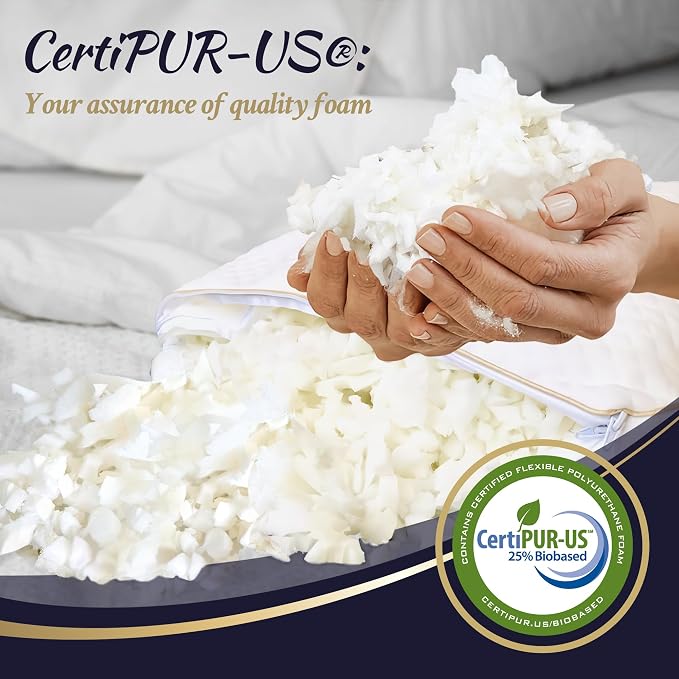 Royal Therapy 4-Pack Queen Memory Foam Pillow, Adjustable Shredded Odor-Free - Image 4
