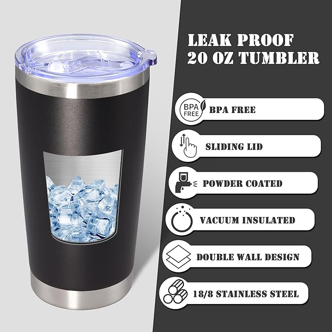 20 oz Tumbler with lid Double Wall Vacuum Insulated Tumblers Stainless Steel - Image 3