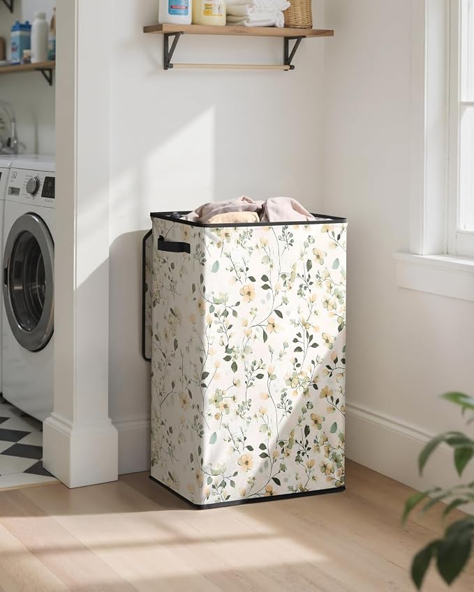 SOLEDI Laundry Hamper with Lid, 90L Tall & Large Floral Laundry Basket - Image 2