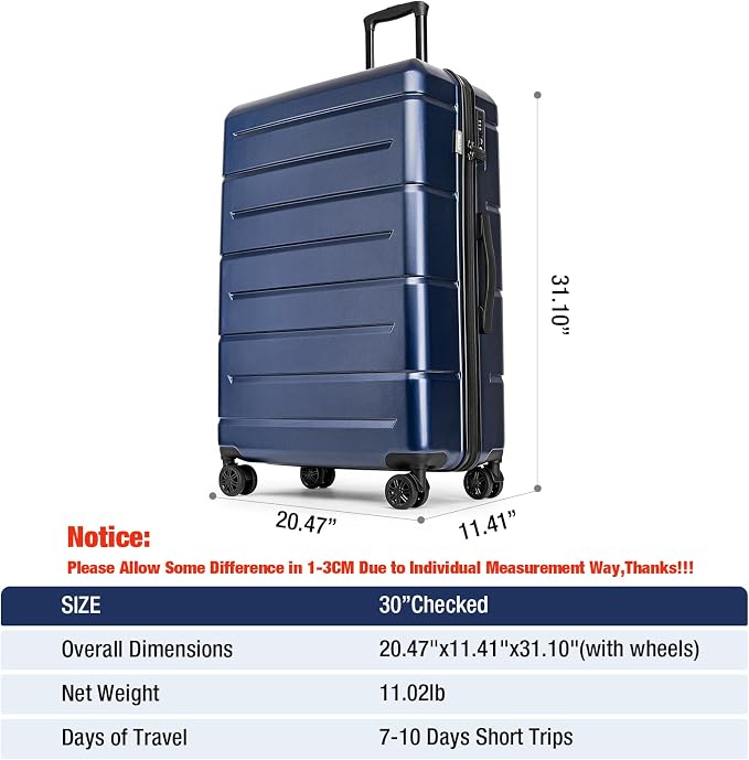 KYME Suitcases with Wheels Hardshell 30 Inch Luggage TSA Approved Large Checked - Image 7