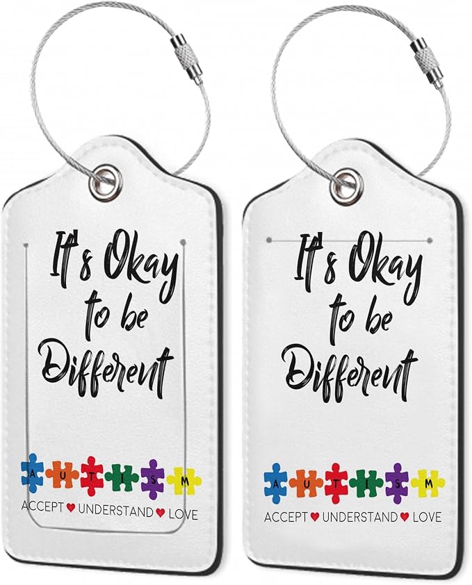 2Pcs Luggage Tag for Suitcase Autism Awareness Cute Suitcase Tag by Gearsly