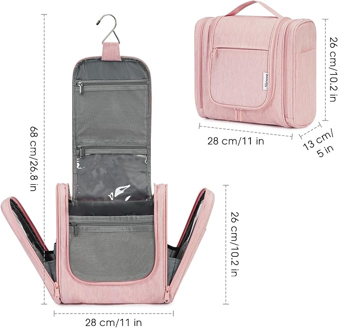 Narwey Hanging Toiletry Bag for Women Travel Makeup Bag Organizer Toiletries - Image 6