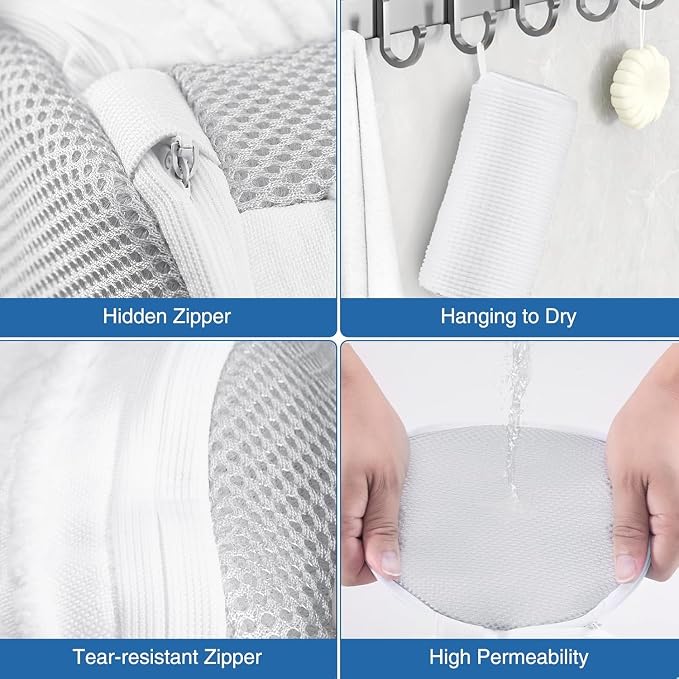 Shoe Washing Machine Bag 2PCS, Reusable Durable Invisible Zipper Laundry Bags - Image 7