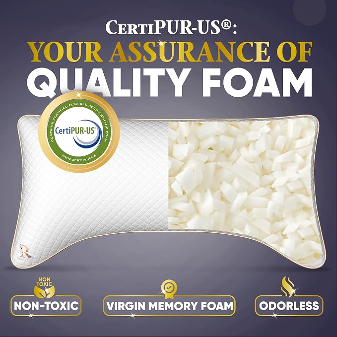 Royal Therapy King 4-Pack Memory Foam Pillow, Adjustable Shredded Odor-Free - Image 3