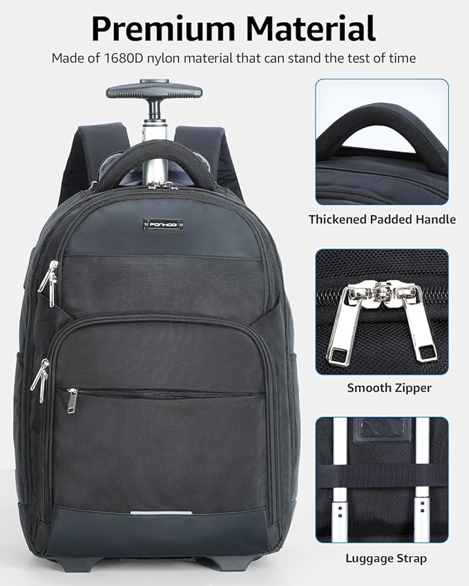 Rolling Backpack, 30L Travel Laptop Backpack - Image 5