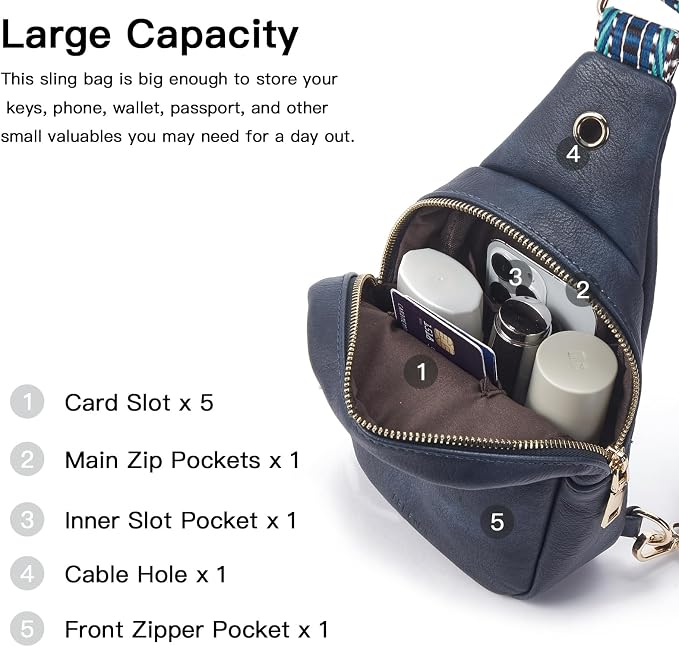 Telena Small Sling Bag for Women Leather Crossbody Fanny Packs Chest Bag for - Image 3