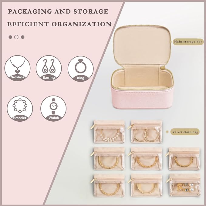 Jewelry Box Organizer for Women, Small Travel Jewelry Case, Mini Travel Jewelry - Image 3