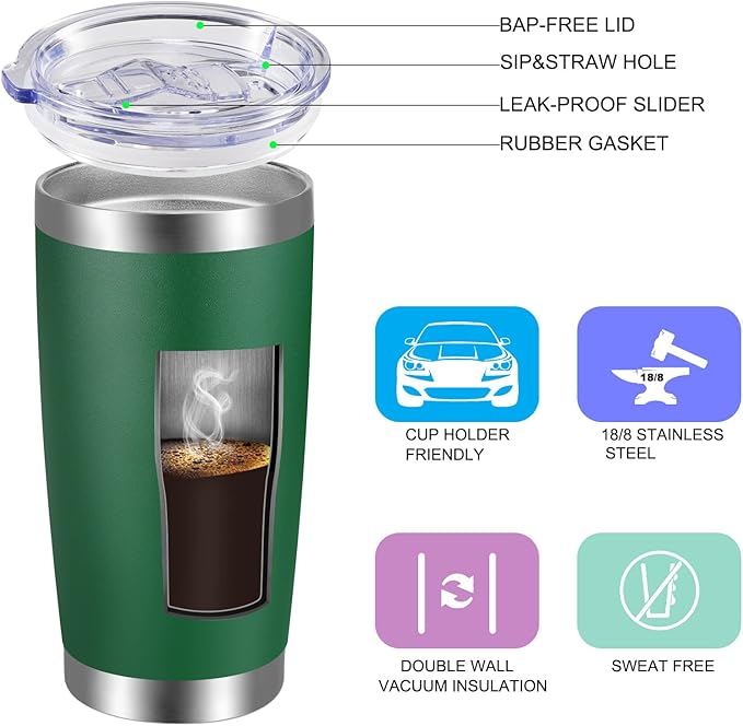 VEGOND 20oz Tumbler with Lid and Straw Stainless Steel Tumbler Cup Bulk Vacuum - Image 2