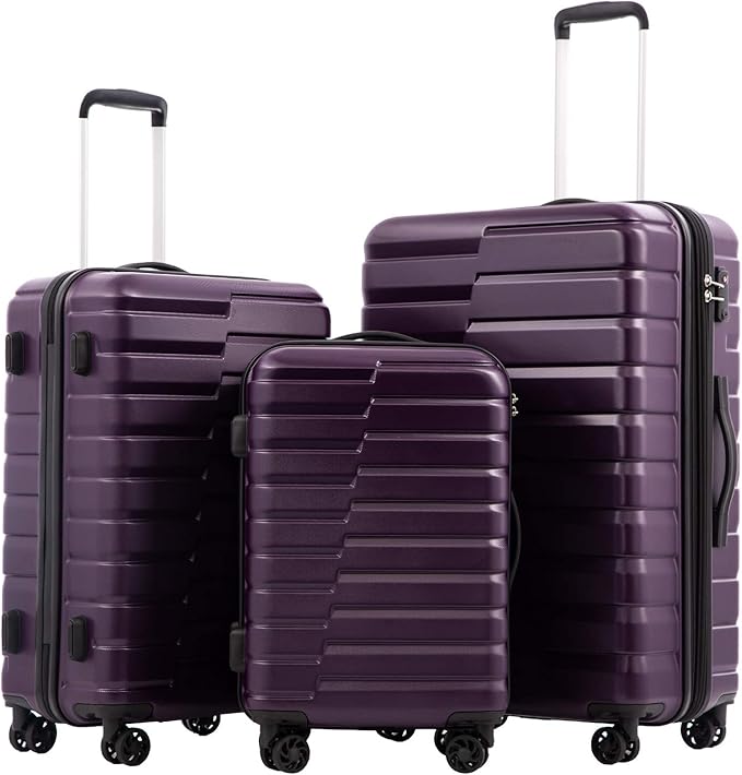 COOLIFE Luggage Expandable Suitcase PC ABS TSA Luggage 3 Piece Set Lock Spinner by COOLIFE