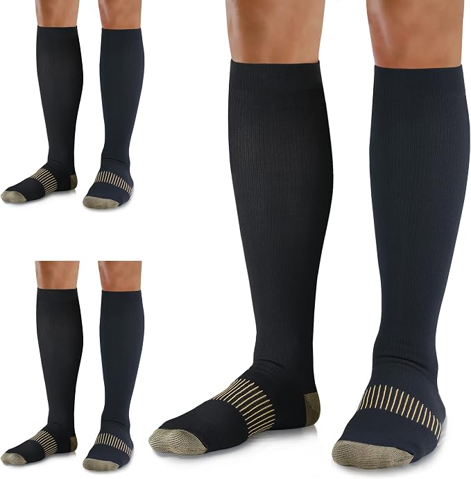 Medical Compression Socks for Women and Men 3 Pairs 20-30 mmHg Knee High by UUSOCKS