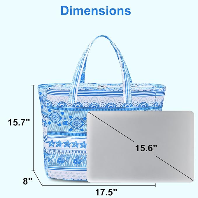 LEDAOU Beach Bag Waterproof Sandproof Women Tote Bag Pool Bag - Image 2