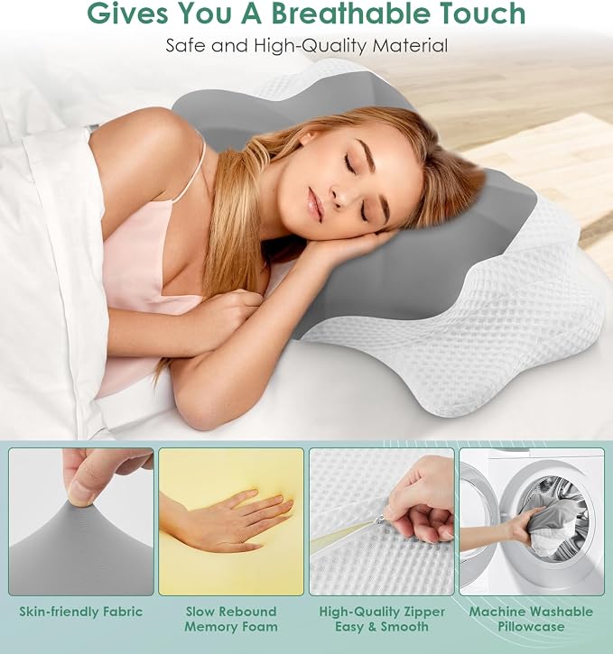 DONAMA Cervical Pillow for Sleeping, Contour Memory Foam Pillow for Neck and - Image 7