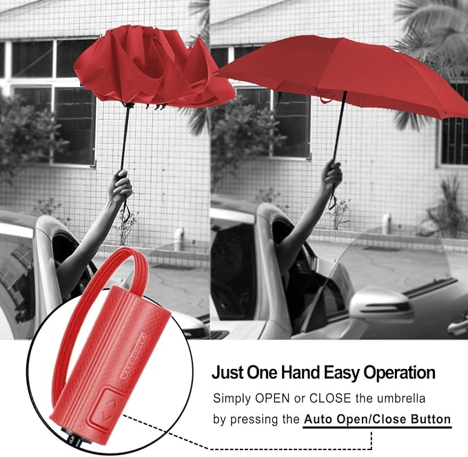 LANBRELLA Compact Reverse Folding Umbrella Auto Windproof Travel Umbrella - Image 5